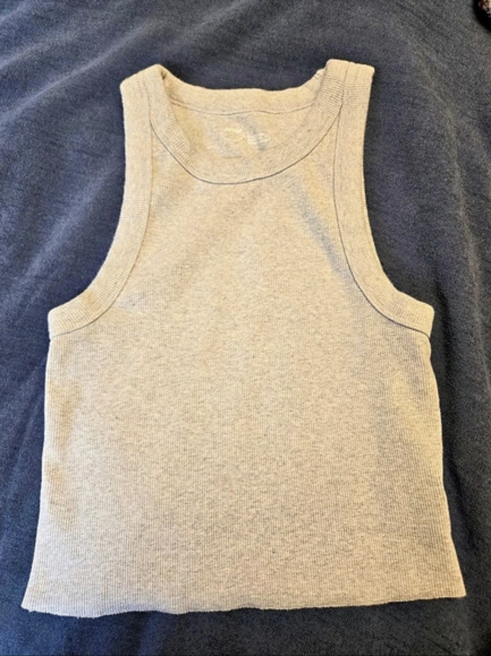 Aerie Free Spirit Ribbed Tank Top | Size L | Heather Gray
